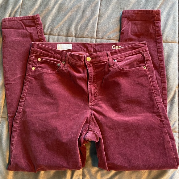 Gap True Skinny Stretch Corduroy Burgundy Pants 33R - Picture 2 of 5